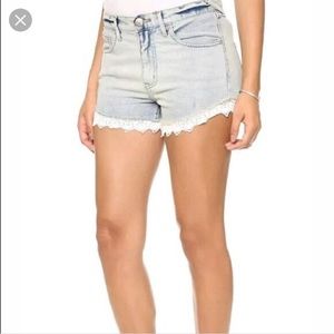 Free People Lace Trim Denim Shorts